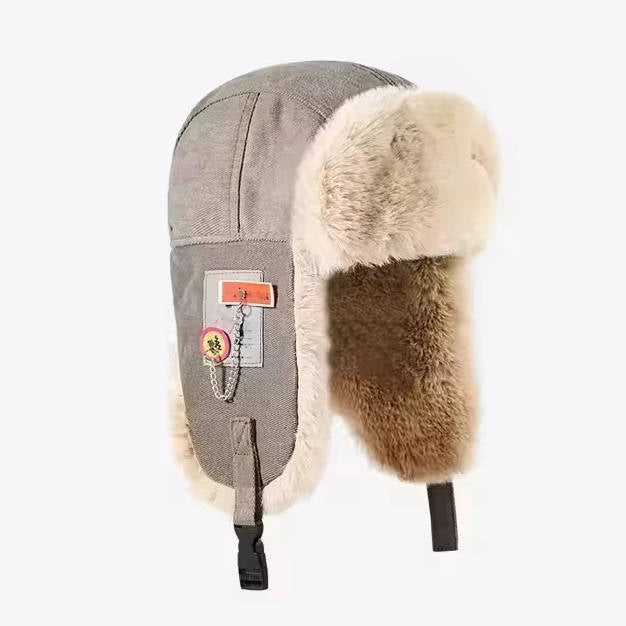 TrendAura Winter Trapper Hat With Ear Flaps Fur Lined Wool Exterior For Cold Weather