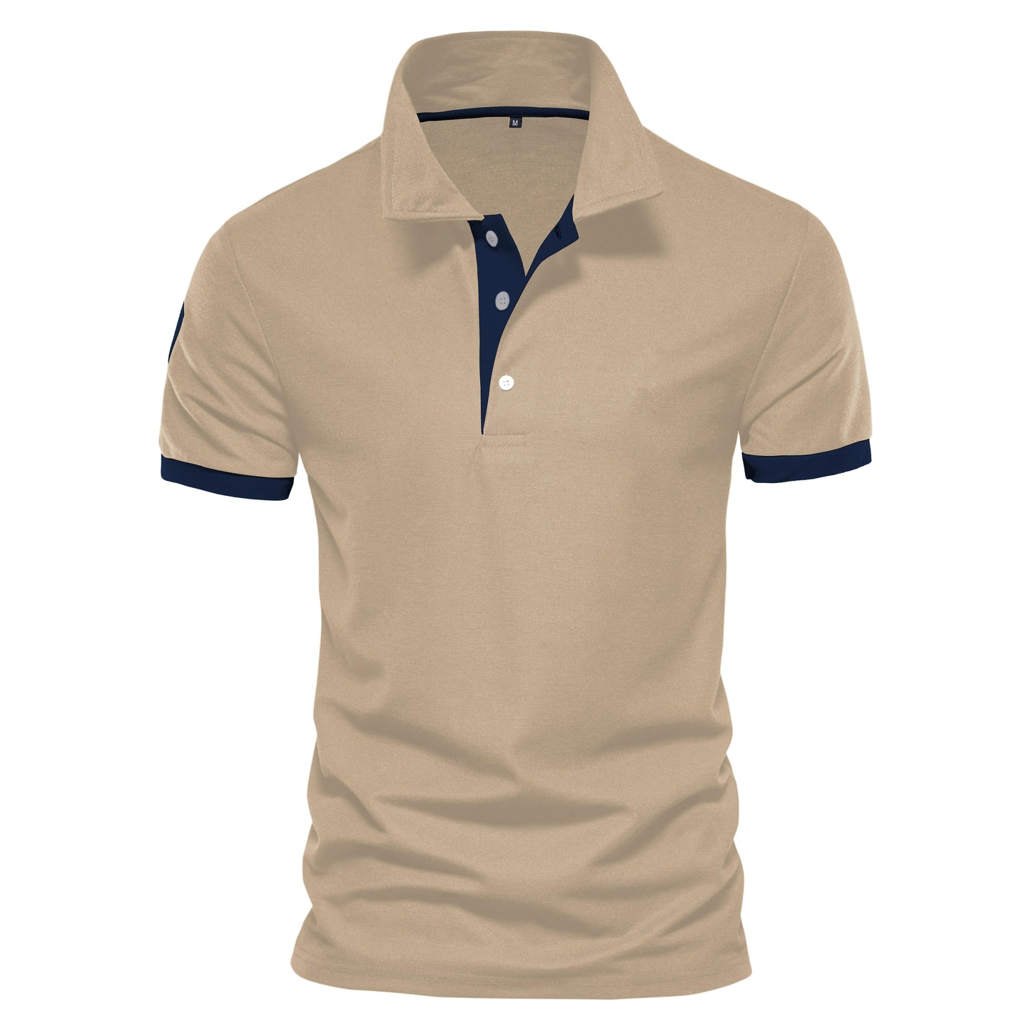 TrendAura Men's Navy Slim Fit Polo Shirt With Orange Placket And Cuffs For Smart Casual