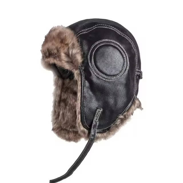 TrendAura Winter Trapper Hat With Ear Flaps Fur Lined Wool Exterior For Cold Weather