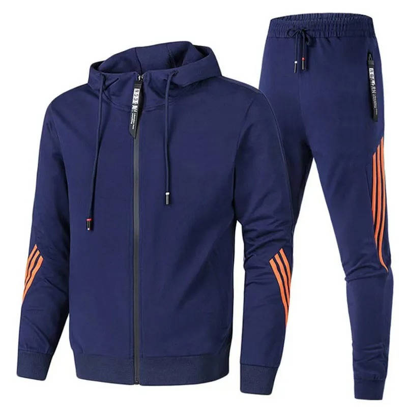 TrendAura Men's 2 Piece Zip Up Tracksuit With Hooded Jacket And Joggers For Workout And Everyday Wear