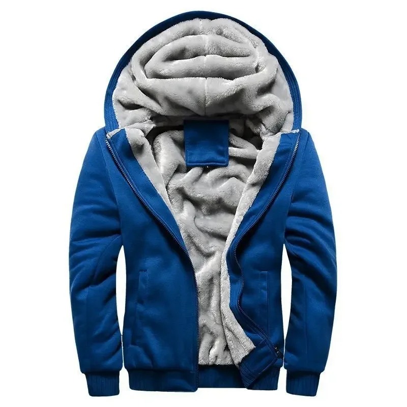 TrendAura Mens Hooded Jacket Plush Lined Full Zip Ribbed Cuffs Regular Fit Cotton Blend Winter Coat