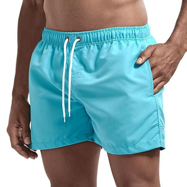TrendAura Men's Quick Dry Gray Swimming Trunks Drawstring Beach Swim Shorts Comfort Fit
