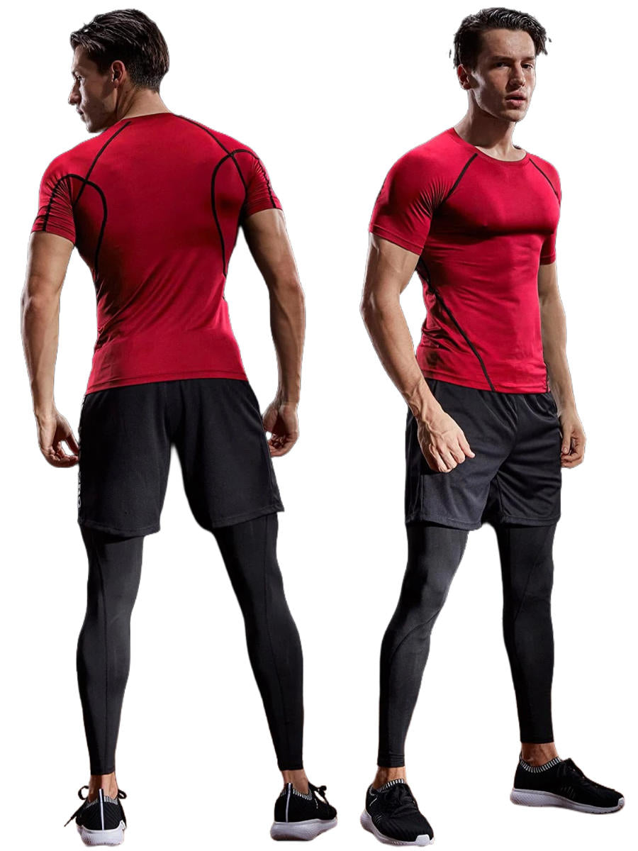 TrendAura Mens Short Sleeve Compression Shirt For Training And Workouts Moisture Wicking Performance Top