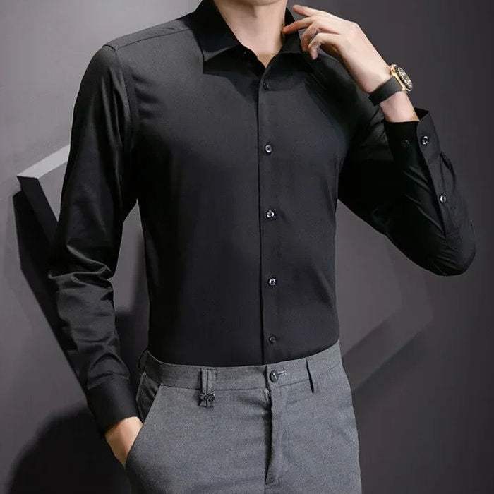 Mens Long Sleeve Dress Shirts Without Pockets With All Day Comfort And Wrinkle Resistant TrendAura