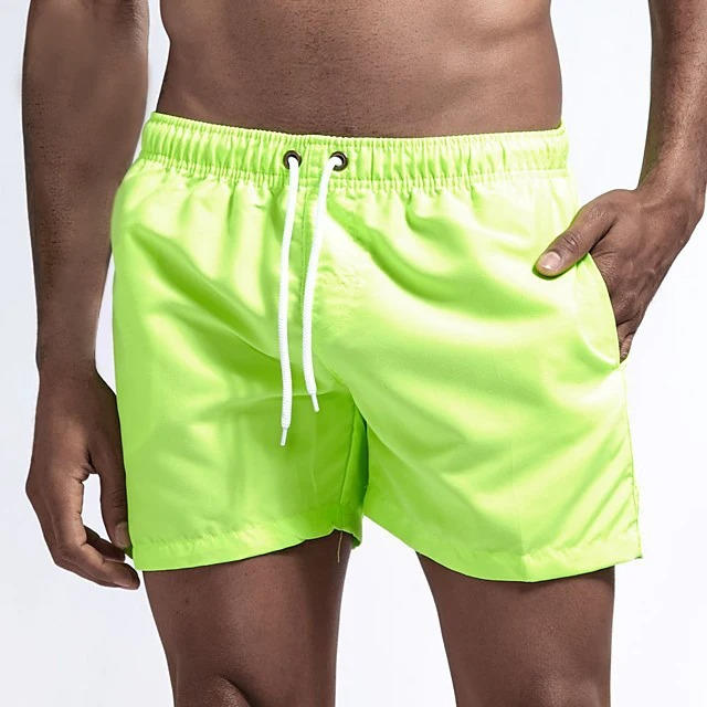 TrendAura Men's Quick Dry Gray Swimming Trunks Drawstring Beach Swim Shorts Comfort Fit