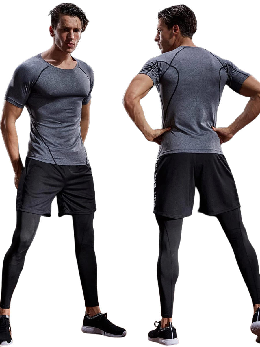 TrendAura Mens Short Sleeve Compression Shirt For Training And Workouts Moisture Wicking Performance Top