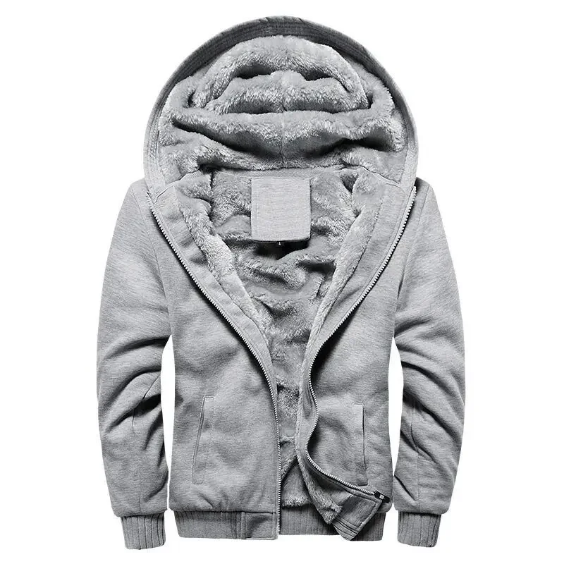 TrendAura Mens Hooded Jacket Plush Lined Full Zip Ribbed Cuffs Regular Fit Cotton Blend Winter Coat