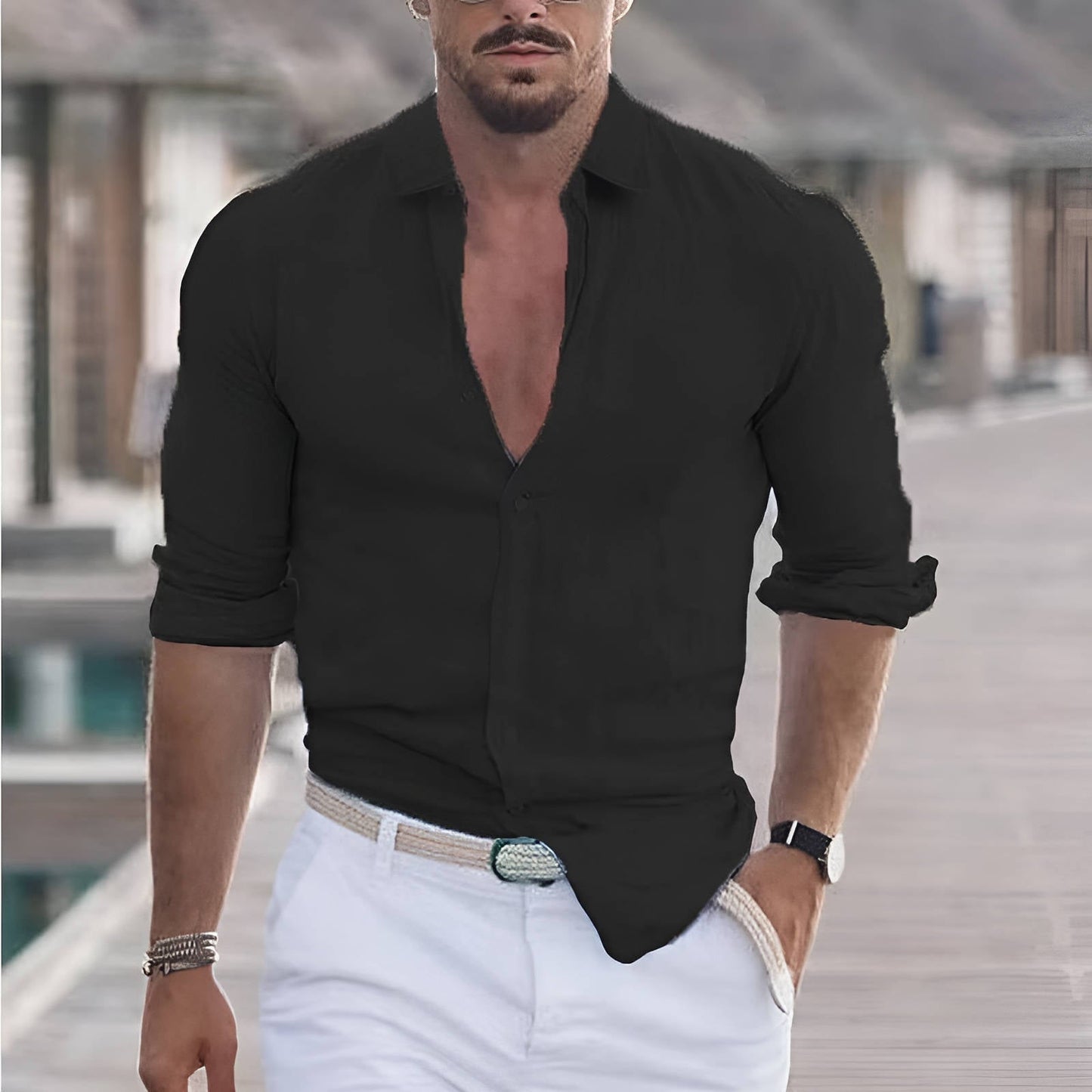 Men's Cotton Linen Shirt Long Sleeve Breathable Casual Everyday Wear For Summer Season