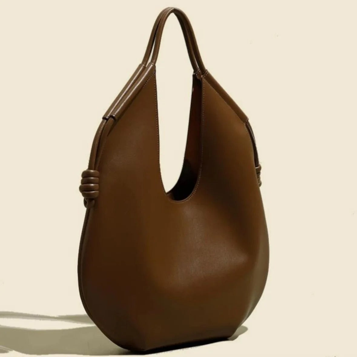 TrendAura Rosie Slouchy Tote Bag - Knotted Detail Top Handle Leather Tote for Everyday Style