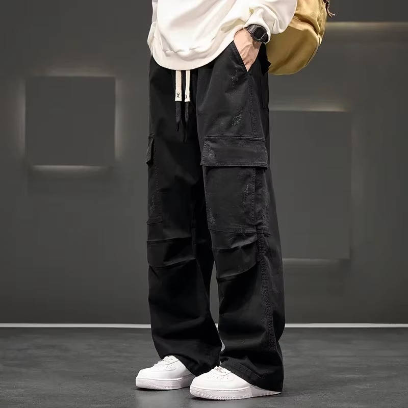 Loose Fit Cargo Pants For Men With Drawstring Waist And Multiple Pockets Casual Utility Trousers By TrendAura