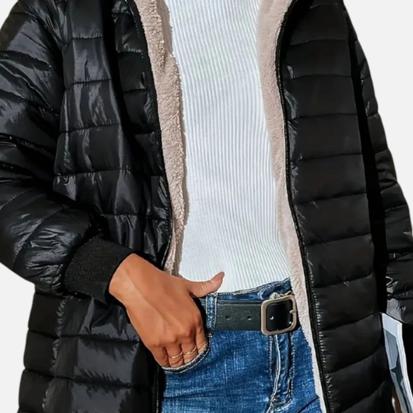 Ancient World | Women's Mid-Length Parka with Hood and Lambswool Lining