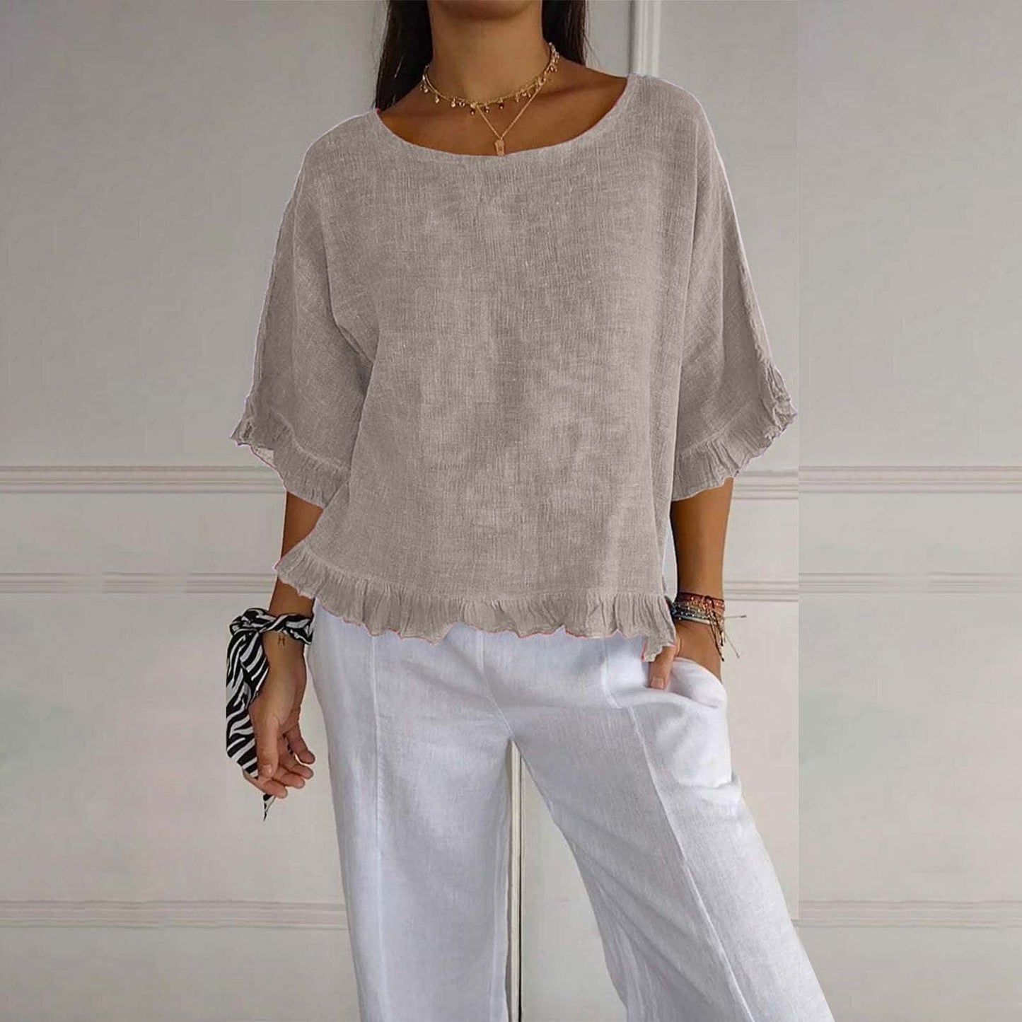Women's blouse with ruffles | Loose fit