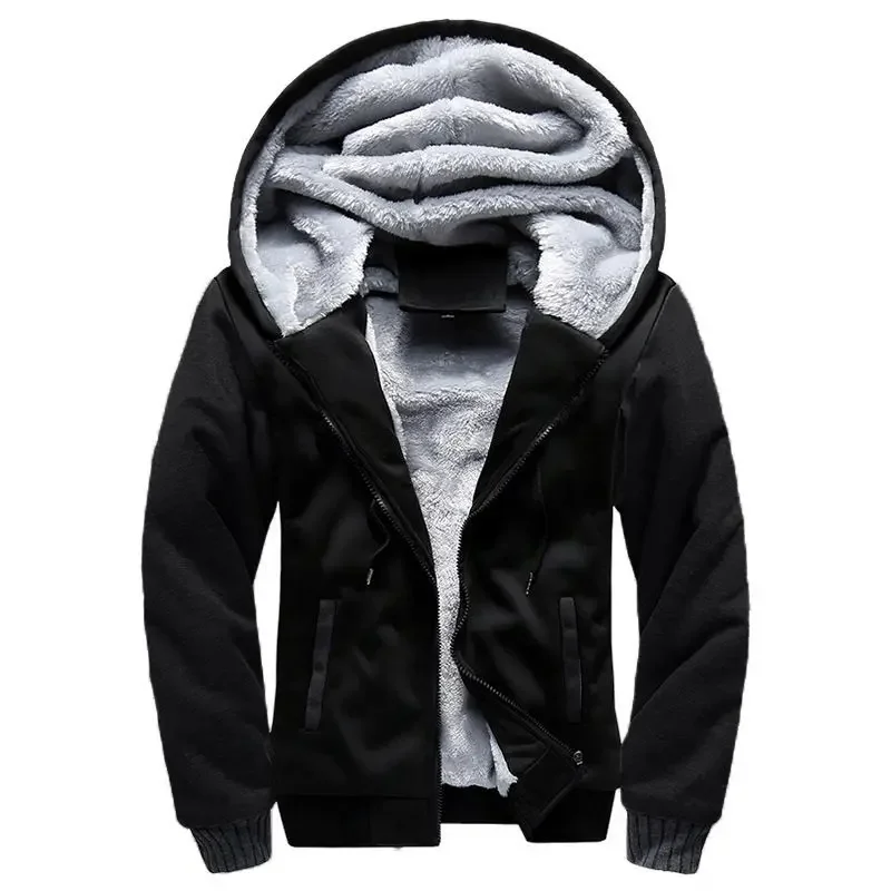 TrendAura Mens Hooded Jacket Plush Lined Full Zip Ribbed Cuffs Regular Fit Cotton Blend Winter Coat