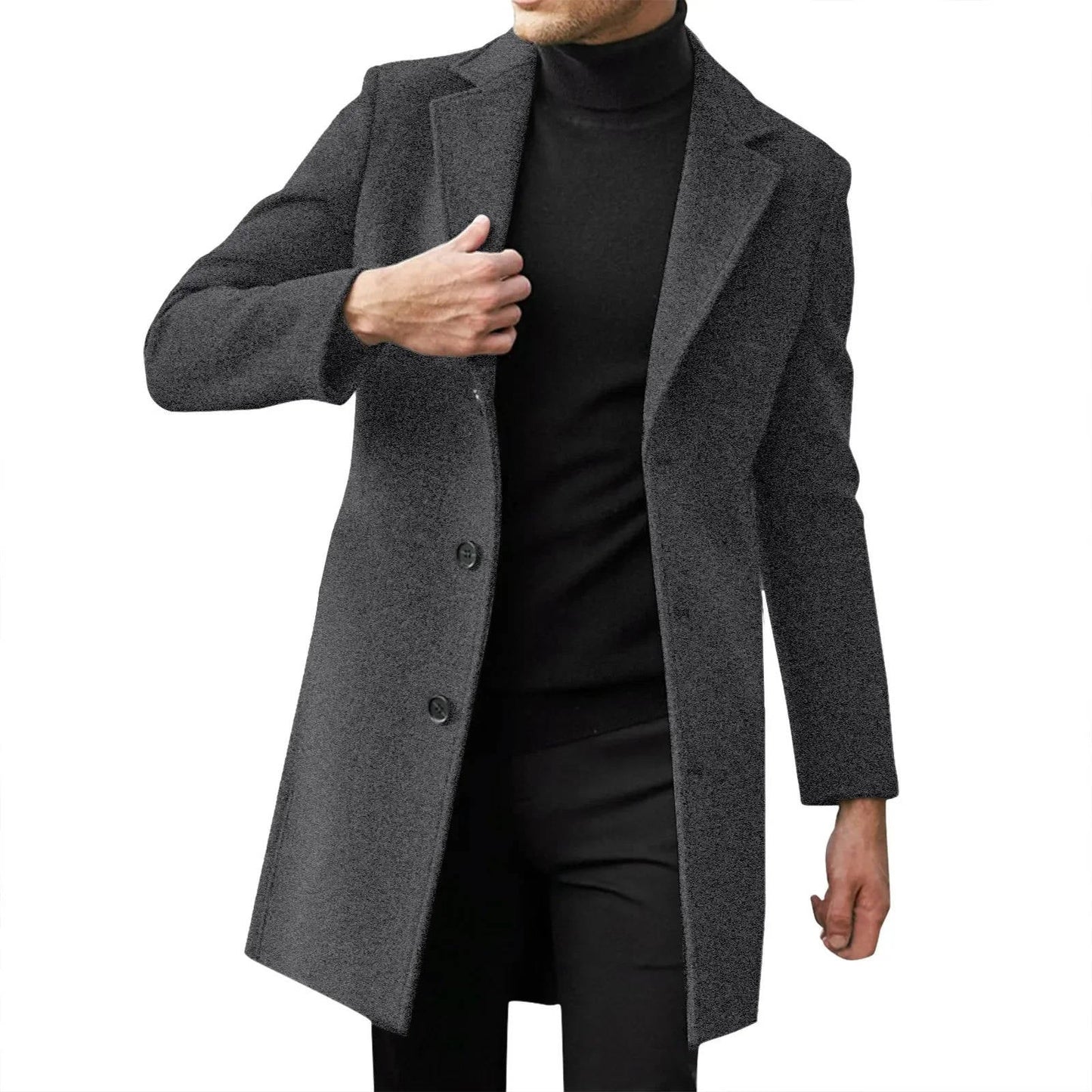 TrendAura Men's Winter Wool Overcoat Slim Fit Classic Longline Coat for Business Formalwear Warmth