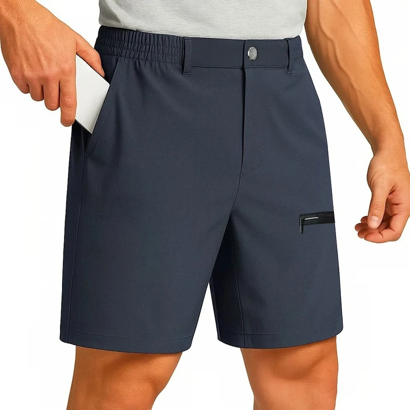 TrendAura Ice Silk Breathable Men's Summer Shorts With Zipper Pocket And Cargo Style