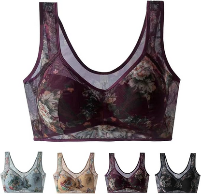 Pia-Sophie Cooling Bra With Ice Silk For Women All Day Comfort With Breathable Fabric And Floral Pattern