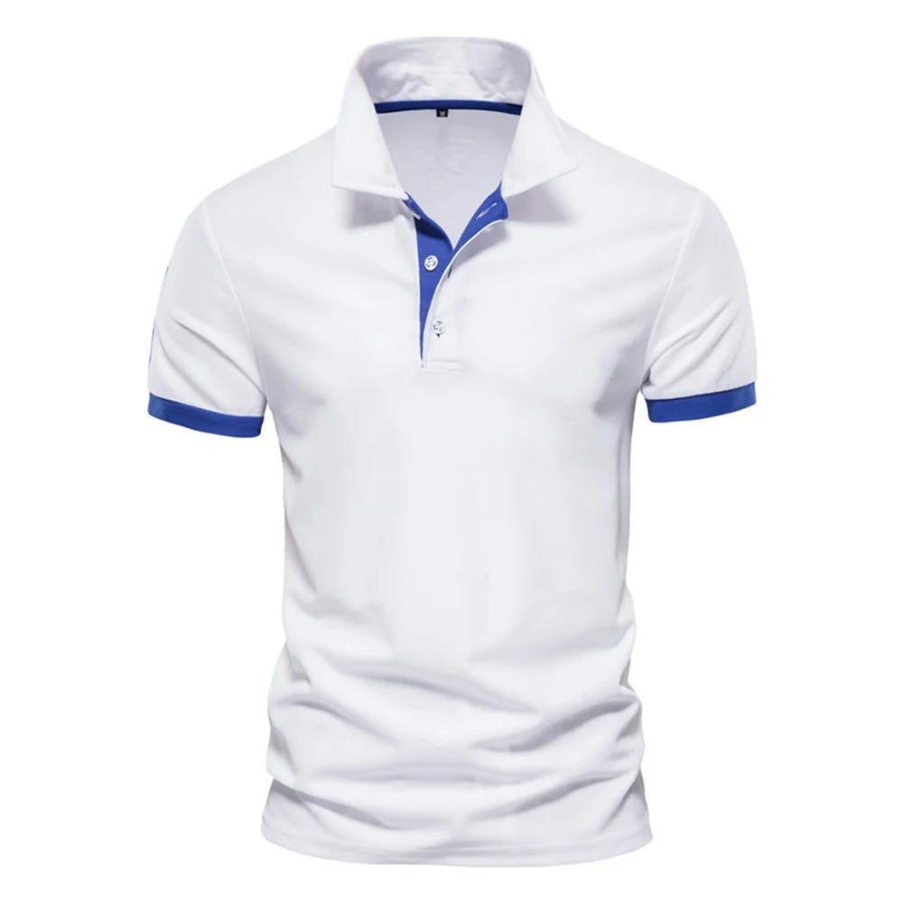TrendAura Men's Navy Slim Fit Polo Shirt With Orange Placket And Cuffs For Smart Casual