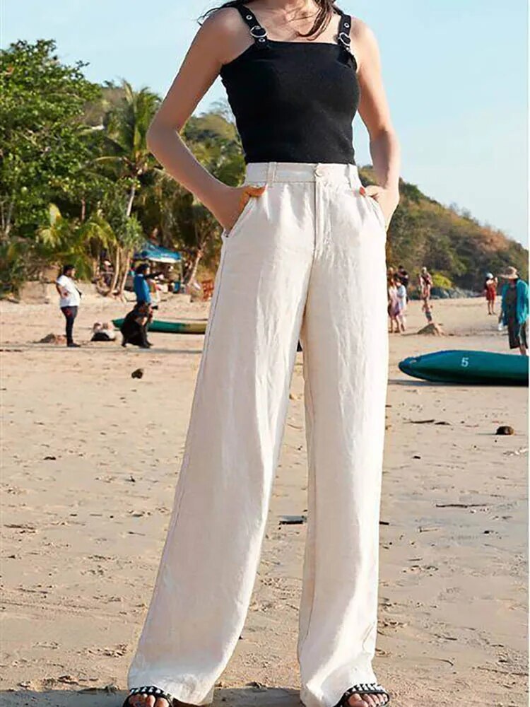 Naomi Linen Wide Leg Pants for Women Effortless Airy Comfort for Beach and Casual Days