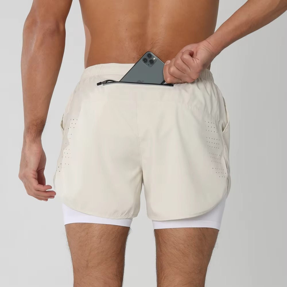 Men's Sports And Training Shorts With Phone Pocket Dual Layer Design For Gym Swim And Run