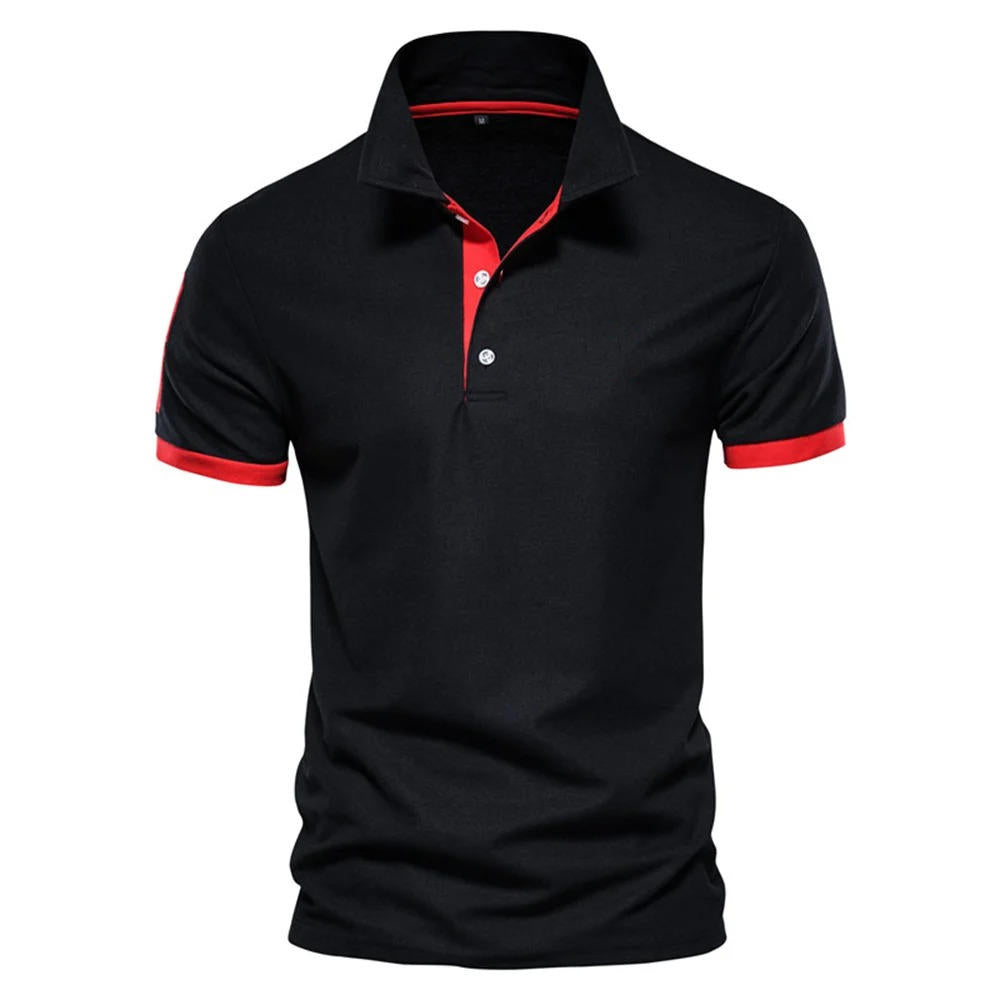 TrendAura Men's Navy Slim Fit Polo Shirt With Orange Placket And Cuffs For Smart Casual