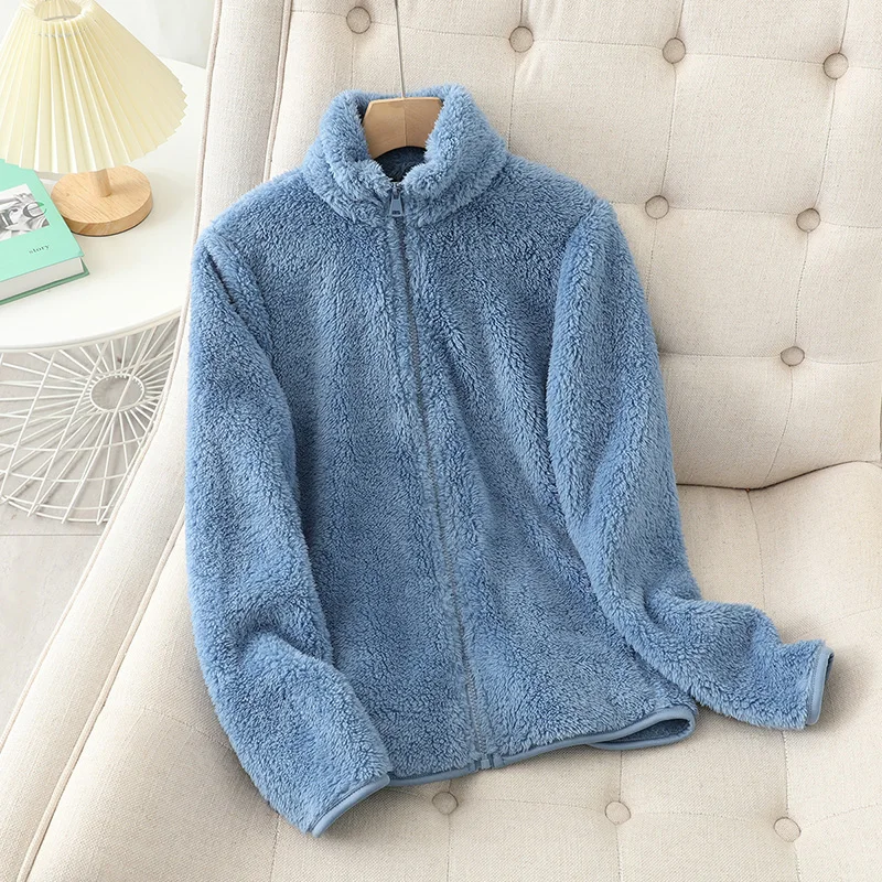 Women’s Fleece Jacket – Plush Fleece – Relaxed Fit – Reversible – High Neck Zip-Up