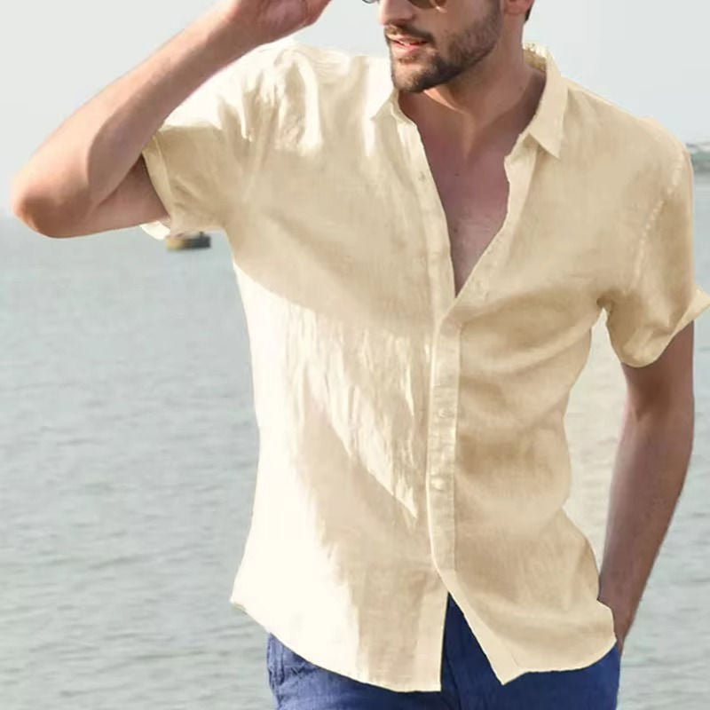 Mens Summer Linen Shirt Light And Breathable For Hot Weather Office And Casual Wear