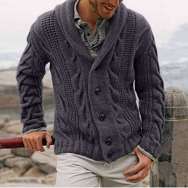 TrendAura Men's Knitted Cardigan Sweater Cable Knit Button Front For Office And Casual Wear