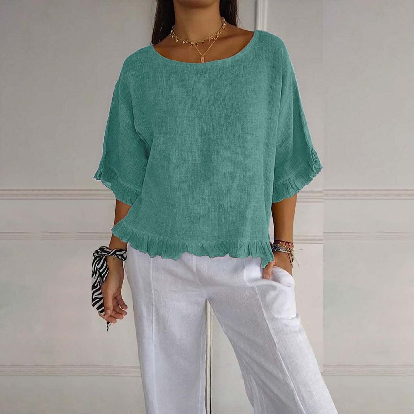 Women's blouse with ruffles | Loose fit