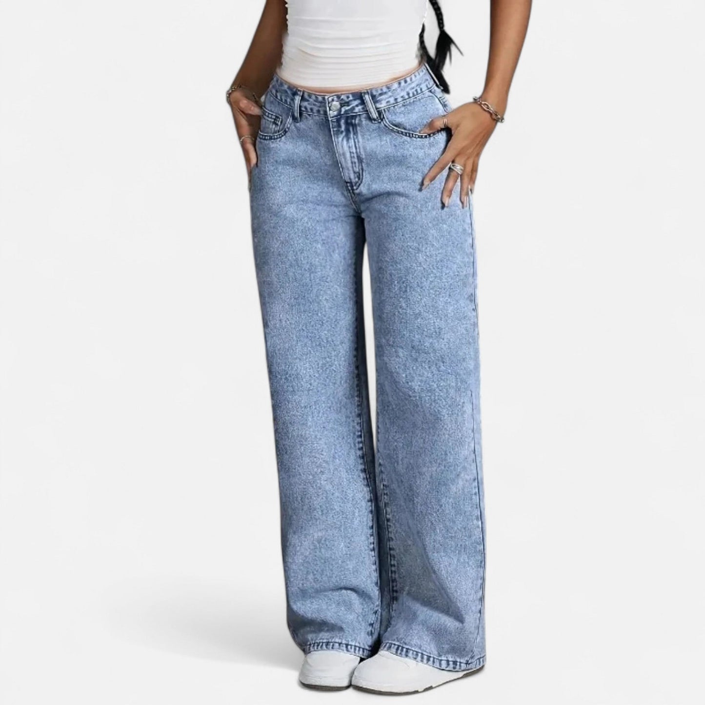 Ancient World | Women's High Waist Wide Belted Jeans