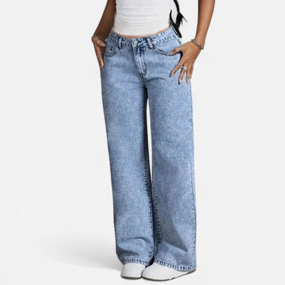 Ancient World | Women's High Waist Wide Belted Jeans