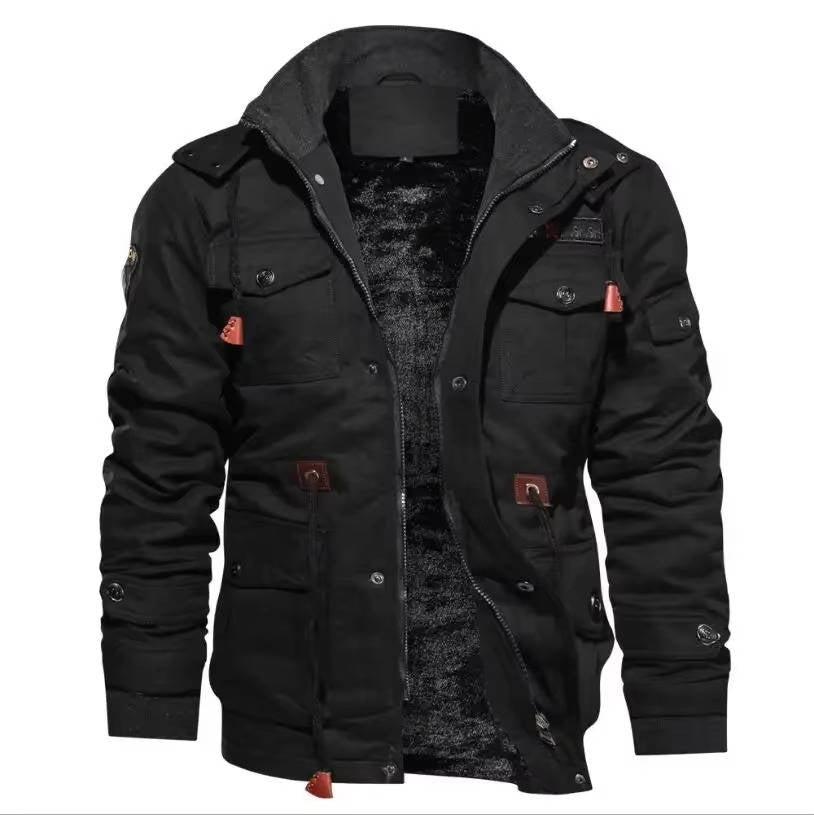 TrendAura Men's Tactical Winter Jacket With Warm Liner And Practical Cargo Pockets