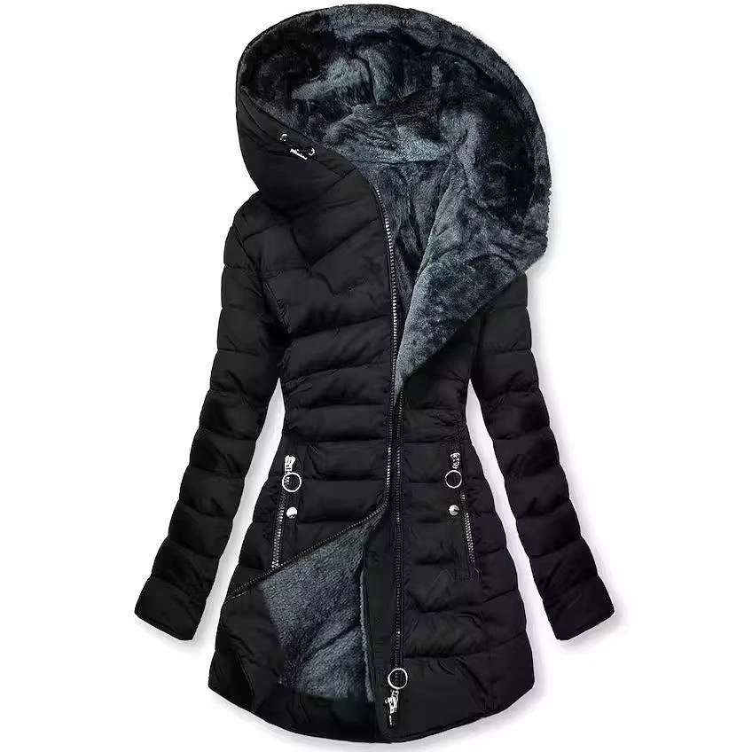 TrendAura Women's Winter Coat With Hood - Fluffy Polyester Filling For Warmth And Style