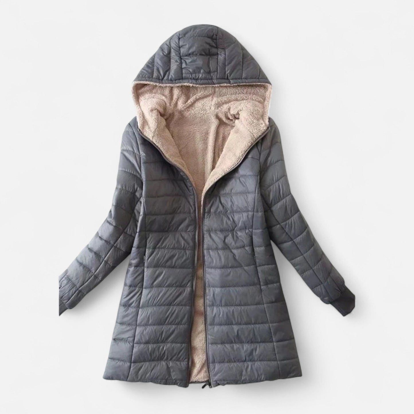 Ancient World | Women's Mid-Length Parka with Hood and Lambswool Lining