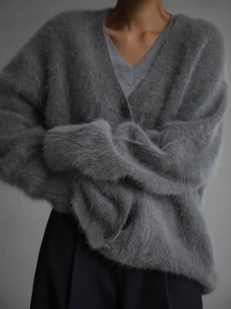 TrendAura Women's Fuzzy Cropped Cardigan Sweaters With Buttons - Ultra Soft Cozy Layer You Can Wear Open Or Buttoned