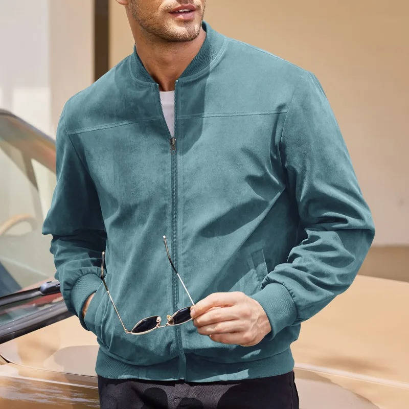 TrendAura Suede Bomber Jacket For Men Fashionable Lightweight Everyday Wear Versatile Style