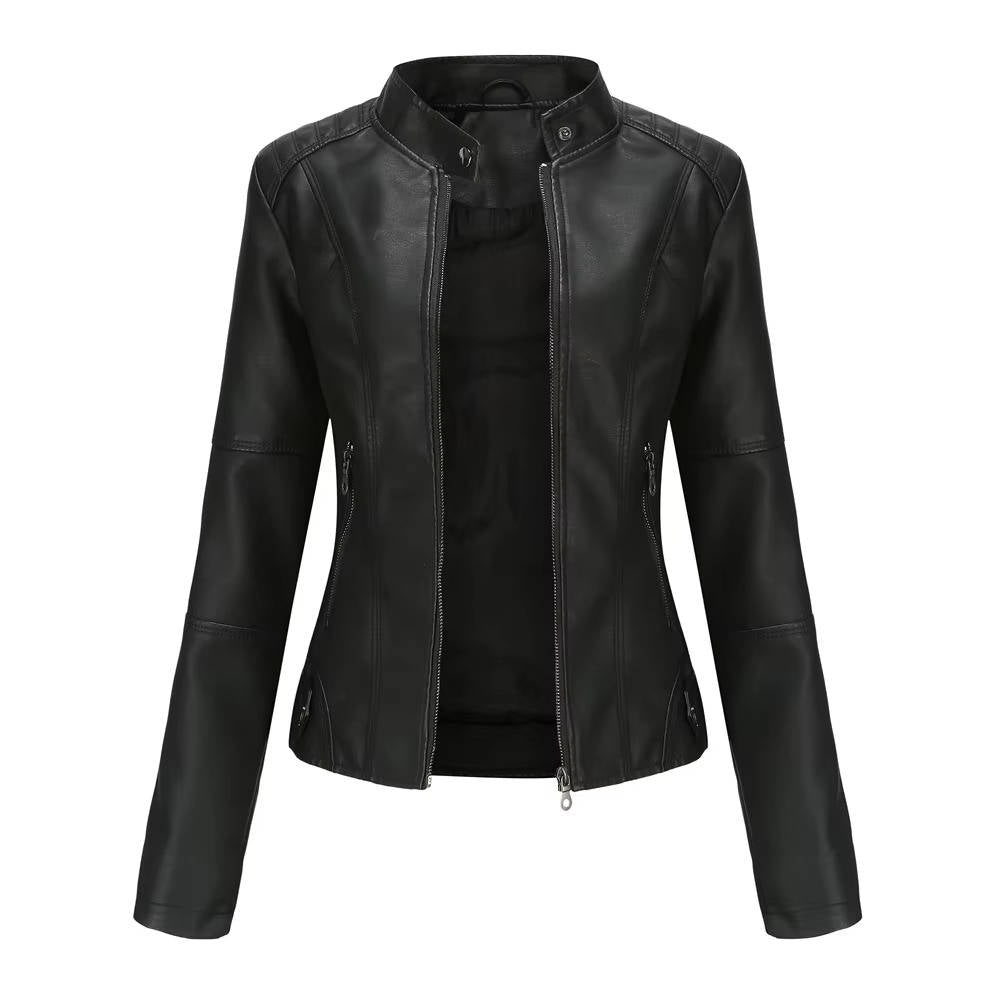 Slim Fit Leather Jacket Women