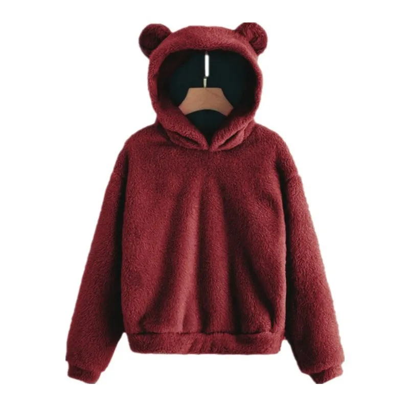 Women’s Hoodie – Fleece Fabric – Relaxed Fit – Long Sleeve – Ear Accent Hood