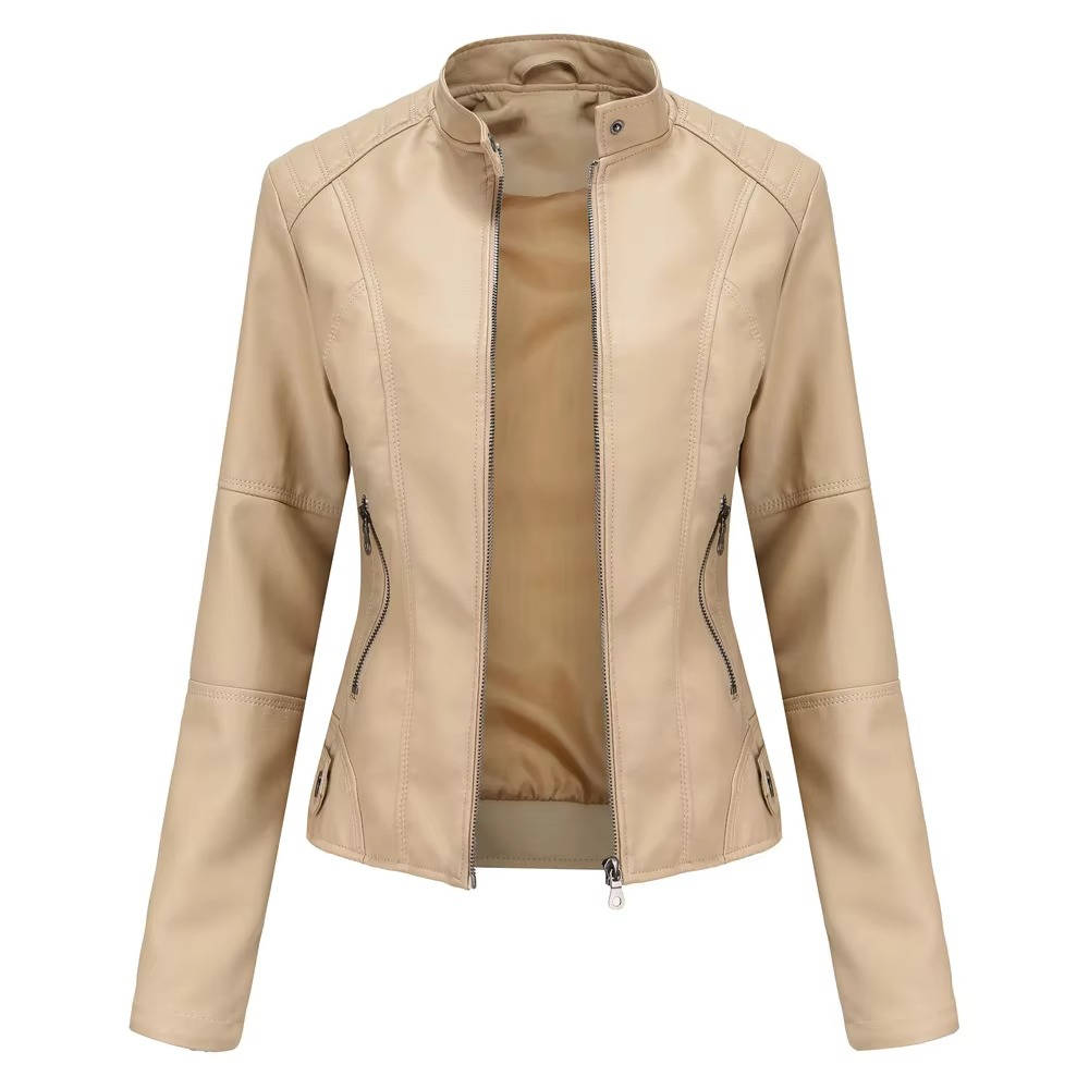 Slim Fit Leather Jacket Women