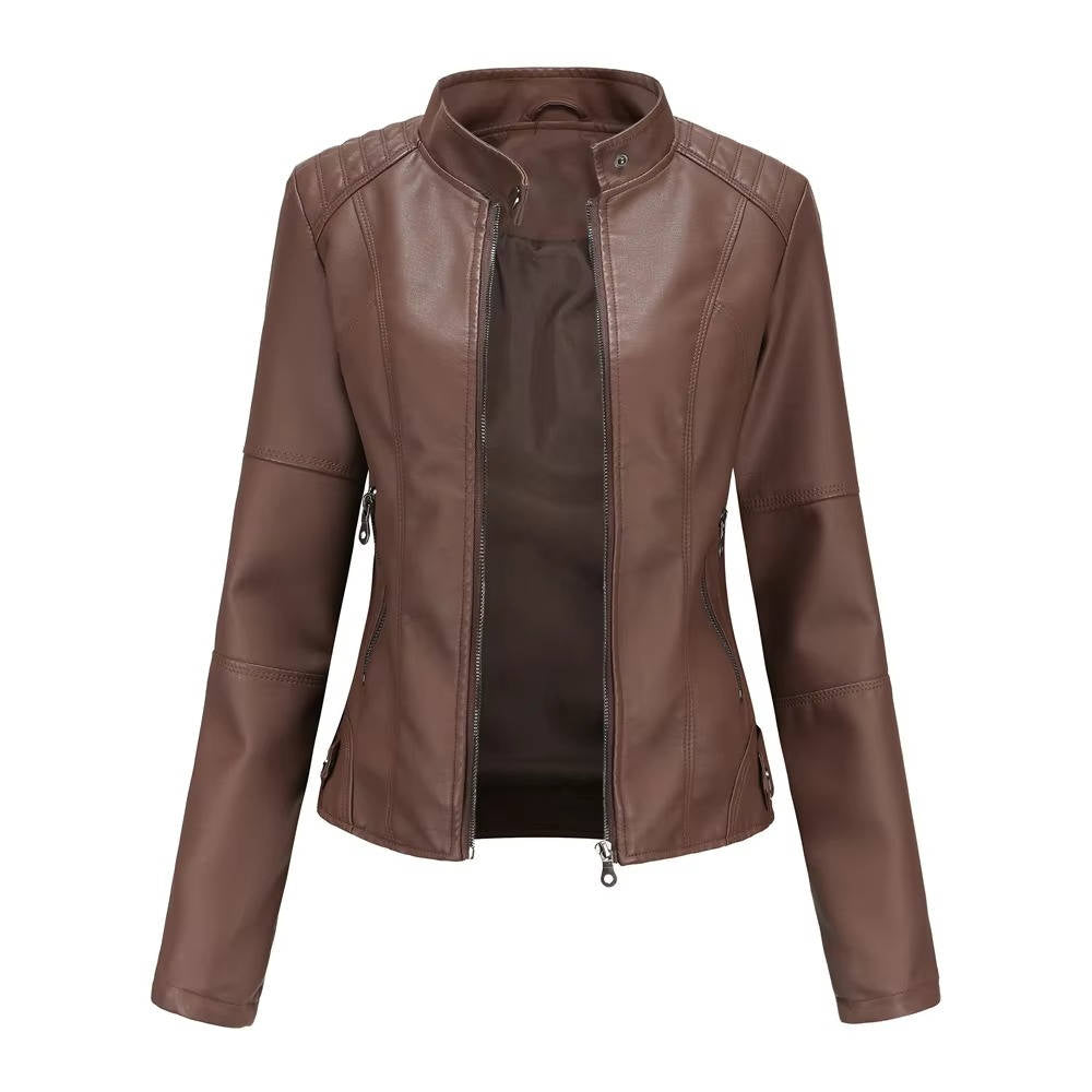 Slim Fit Leather Jacket Women