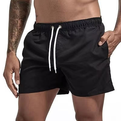 TrendAura Men's Quick Dry Gray Swimming Trunks Drawstring Beach Swim Shorts Comfort Fit