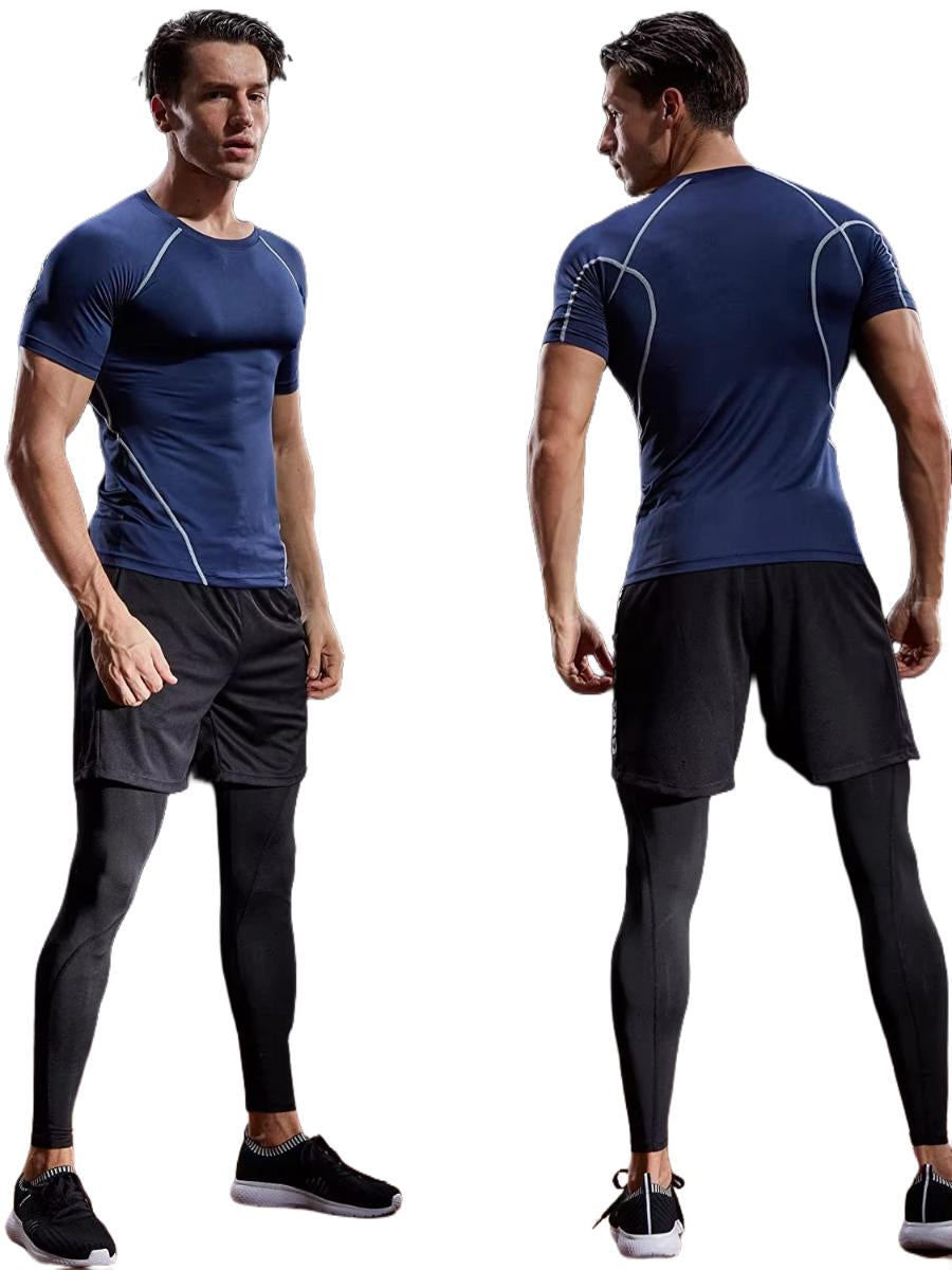TrendAura Mens Short Sleeve Compression Shirt For Training And Workouts Moisture Wicking Performance Top