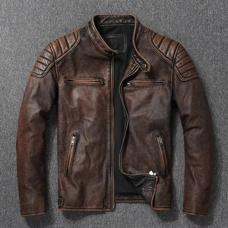 TrendAura Men's Premium Quilted Leather Motorcycle Jacket For Everyday Style And Ride