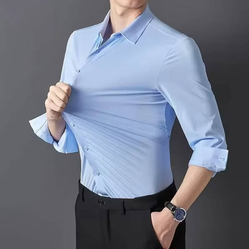 Men's Ultra Stretch Wrinkle Free Long Sleeve Dress Shirt for Crisp All Day Comfort