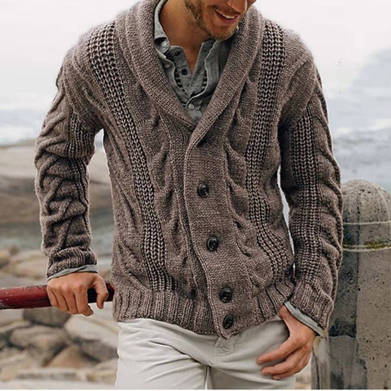 TrendAura Men's Knitted Cardigan Sweater Cable Knit Button Front For Office And Casual Wear