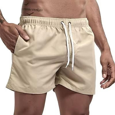 TrendAura Men's Quick Dry Gray Swimming Trunks Drawstring Beach Swim Shorts Comfort Fit