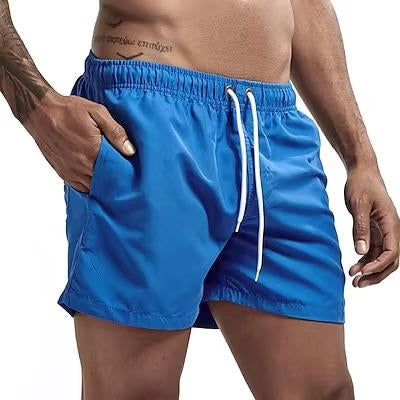 TrendAura Men's Quick Dry Gray Swimming Trunks Drawstring Beach Swim Shorts Comfort Fit