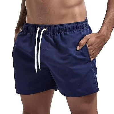 TrendAura Men's Quick Dry Gray Swimming Trunks Drawstring Beach Swim Shorts Comfort Fit
