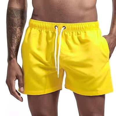 TrendAura Men's Quick Dry Gray Swimming Trunks Drawstring Beach Swim Shorts Comfort Fit
