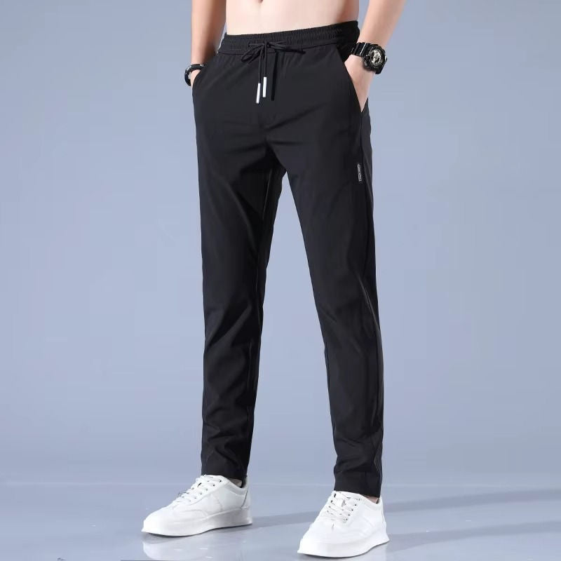 Summer Ice Silk Pants For Men Breathable Lightweight Joggers With Drawstring Pockets