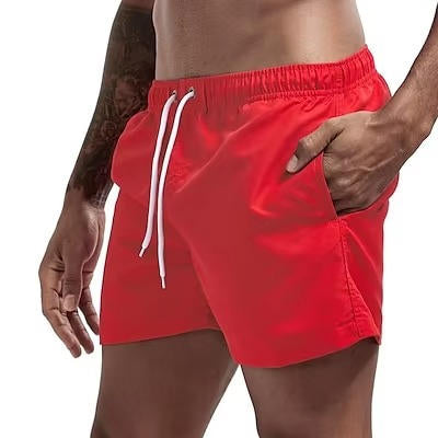 TrendAura Men's Quick Dry Gray Swimming Trunks Drawstring Beach Swim Shorts Comfort Fit